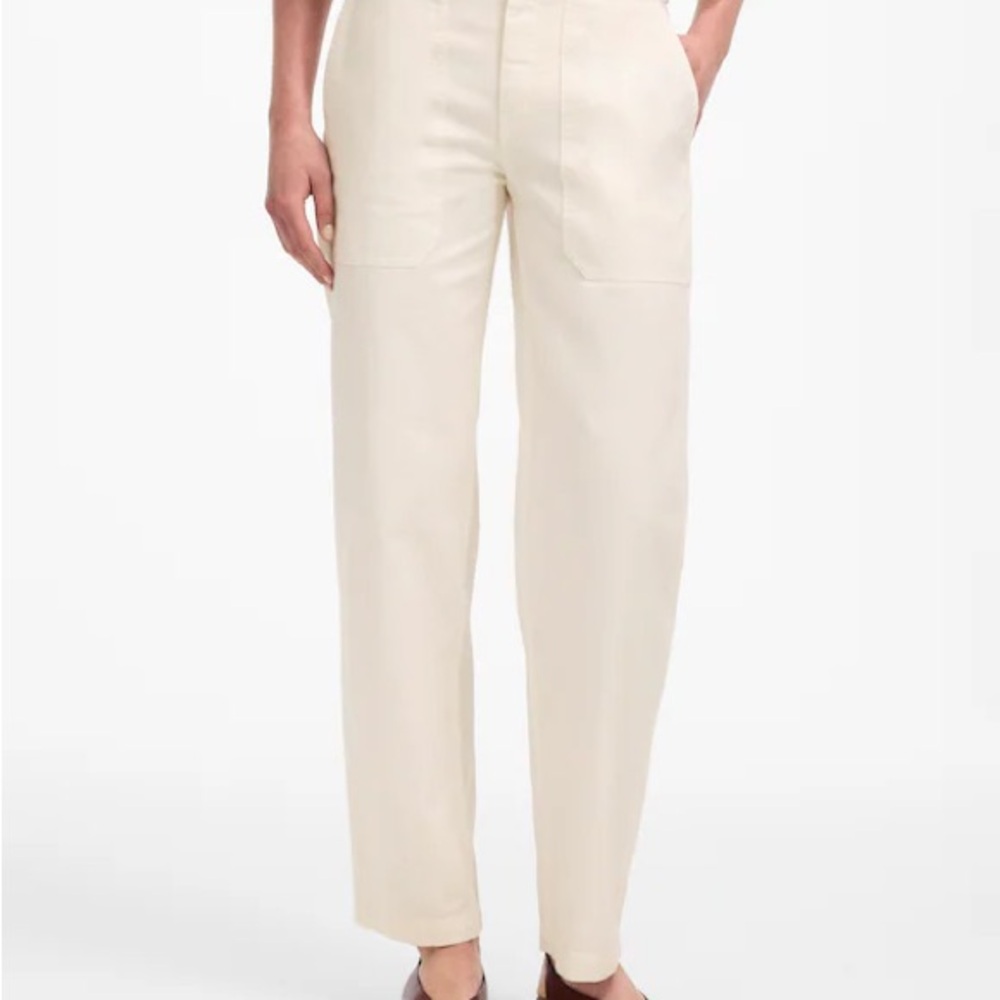 Size 27 Madewell Tapered-Leg Utility Pants - khaki / cream